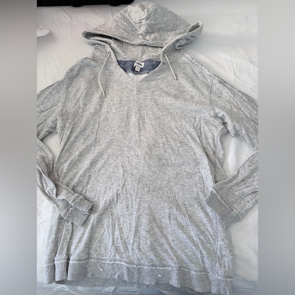 Diesel Light Gray V-Neck Hooded Shirt